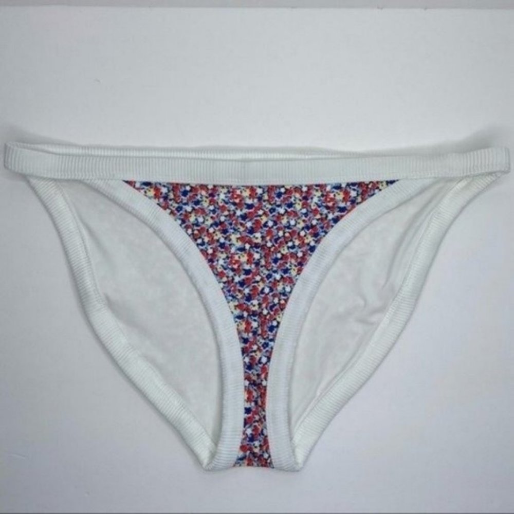 Aerie Red/Blue Floral Bikini Bottom Size L NWOT